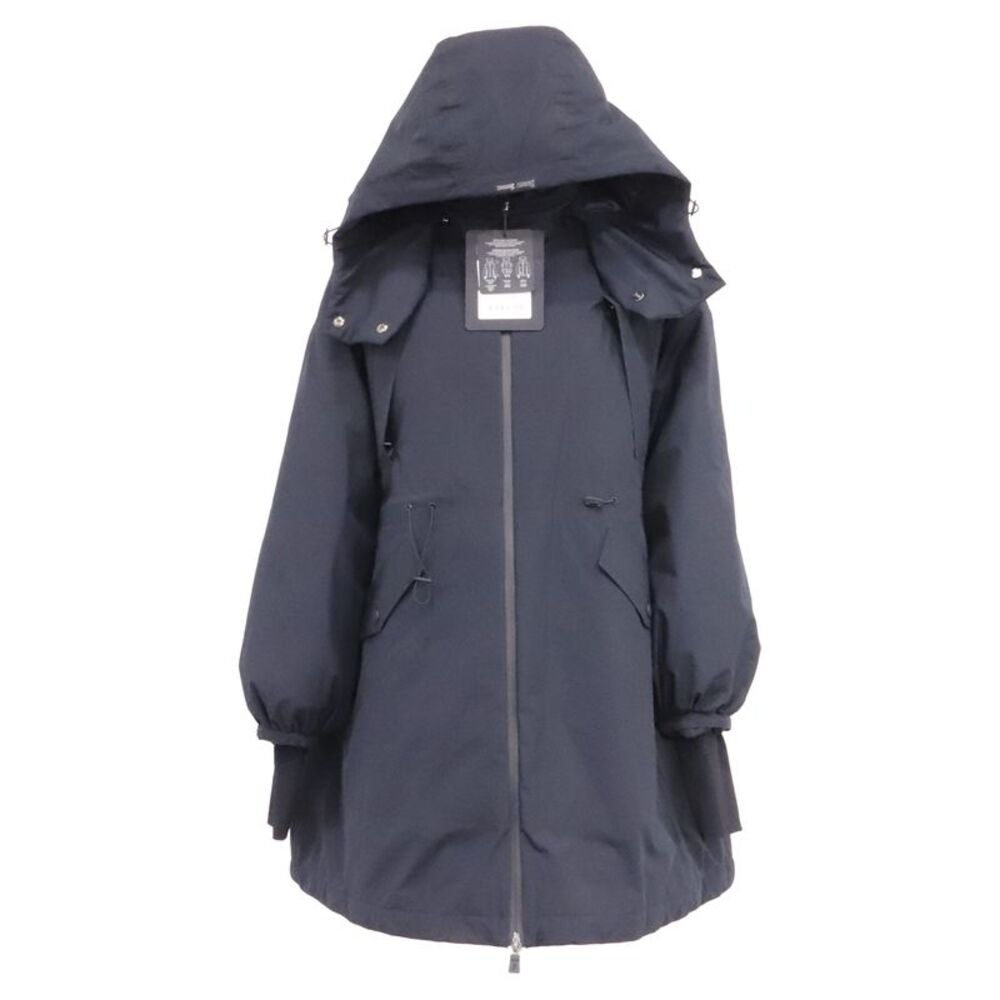 Herno Zip-Up Hooded Parka Coat in Navy Blue Polyester